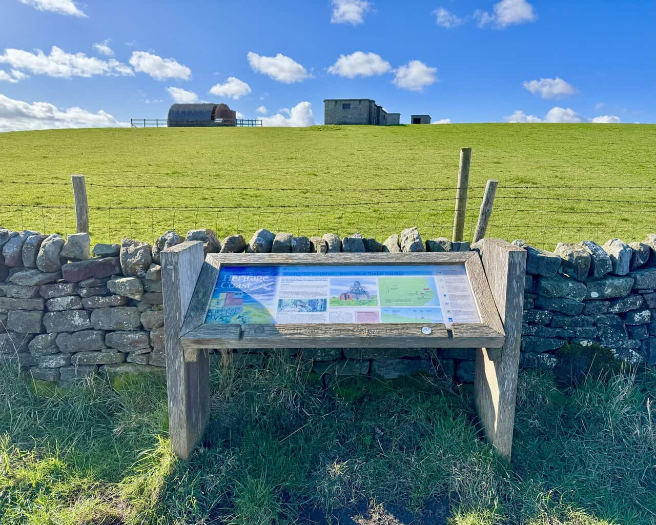 Brick and concrete remains of the operational buildings at the Ravenscar radar station.