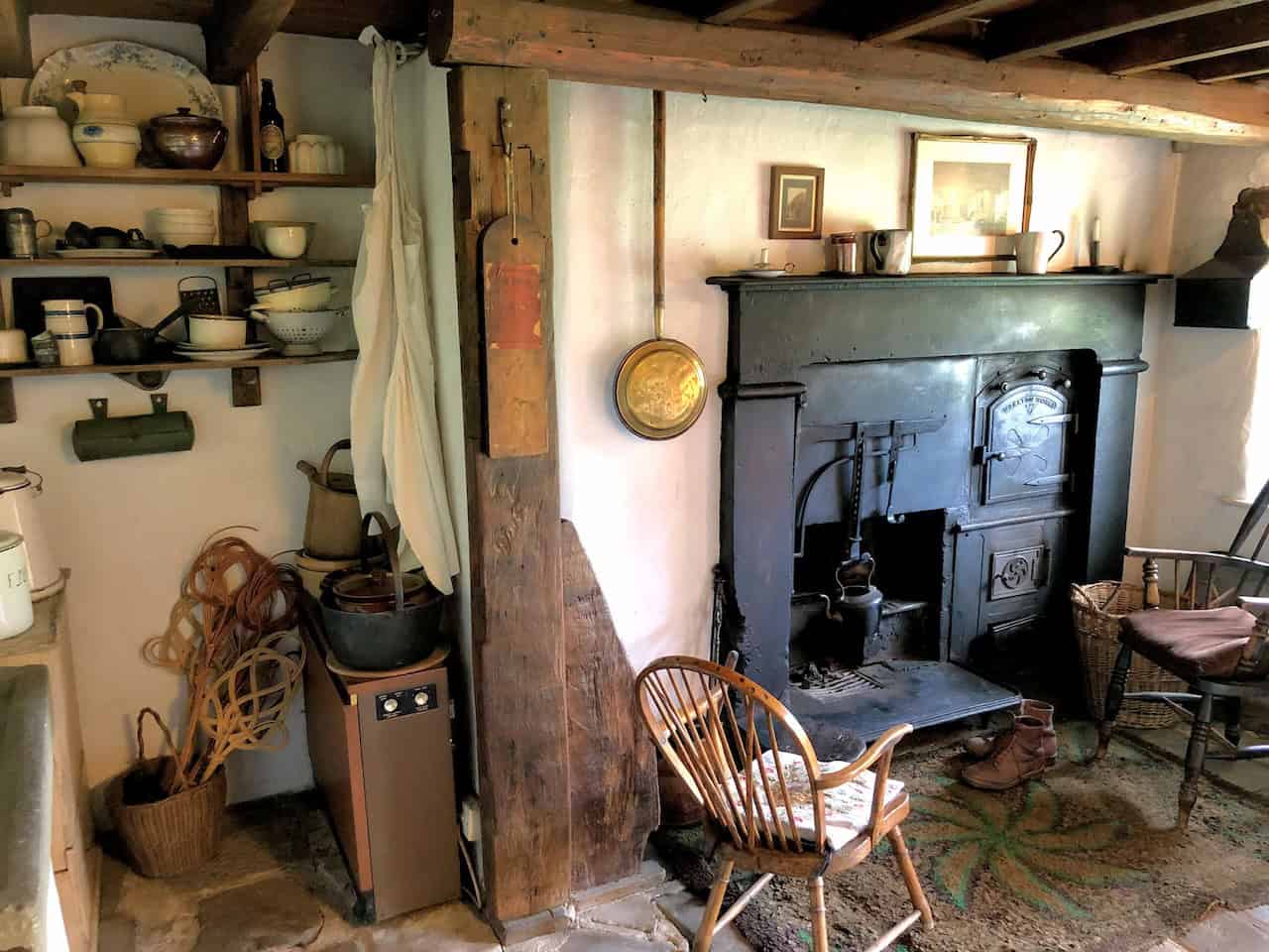 White Cottage at Ryedale Folk Museum, showing the modest interior of a Victorian labouring family's home, with traditional furnishings and fittings that reflect the simple but resourceful domestic life of the rural North York Moors.