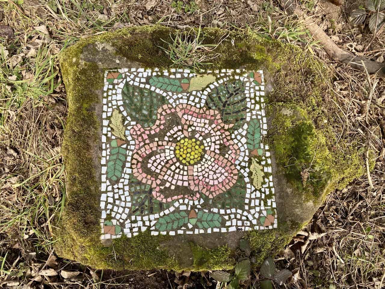 The Wild Rose mosaic adds a floral detail to the Crackpots Mosaic Walk.