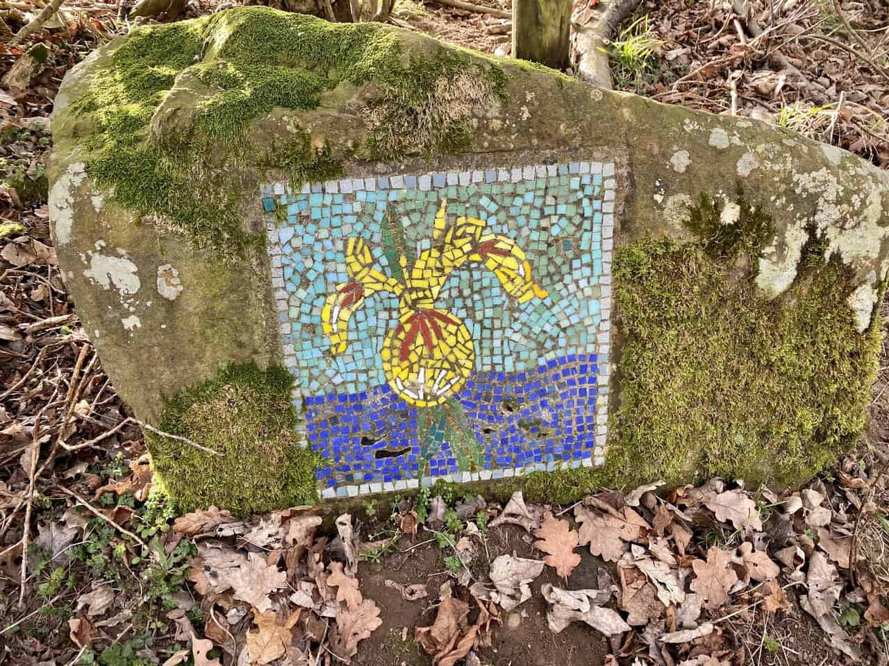 The Flag Iris and Tadpoles mosaic brings a wildlife theme to the Crackpots Mosaic Walk.