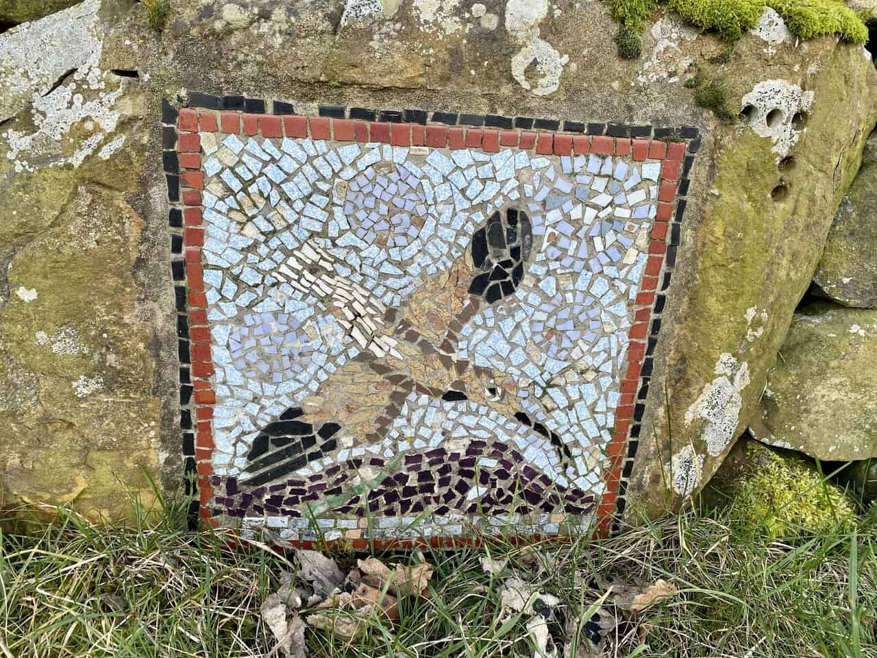 The Curlew mosaic marks the point where the Crackpots Mosaic Walk can be extended towards Lumley Moor Reservoir.