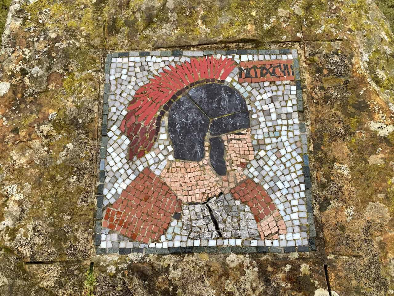 The Roman Soldier mosaic is one of the final artworks on the Crackpots Mosaic Walk before returning to the car park.