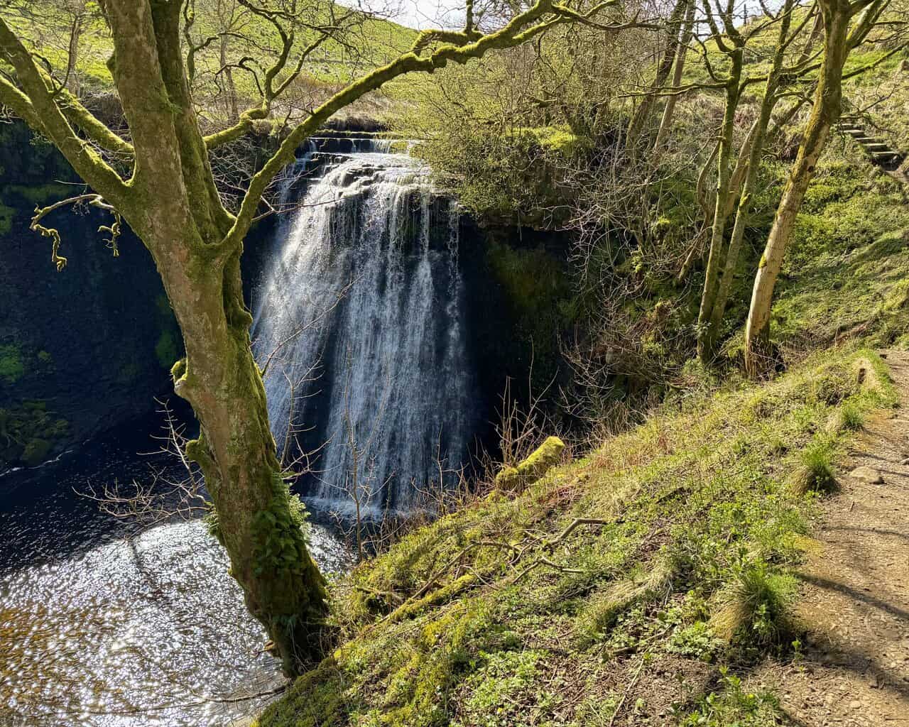 Aysgill Force waterfall on Gayle Beck, one of the most striking natural highlights on the route.