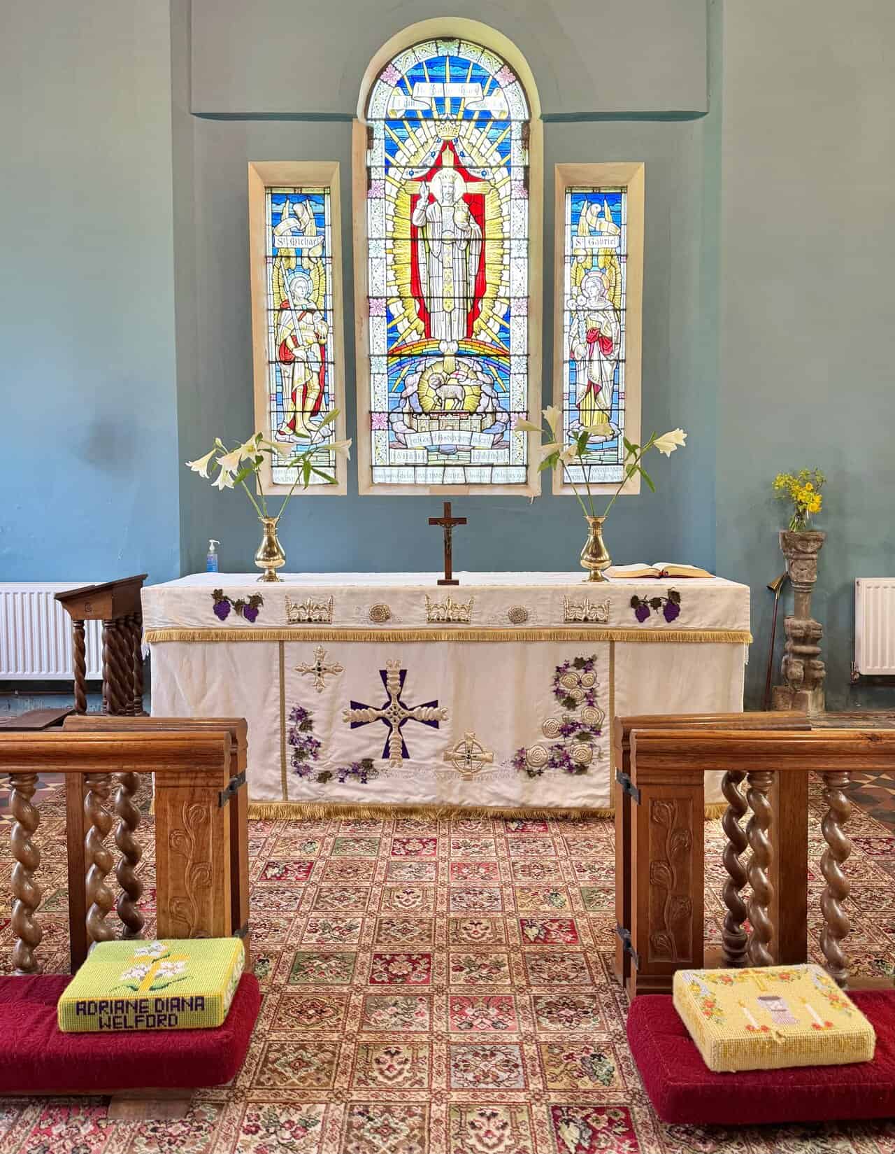 The ornate wooden rood screen is one of the most distinctive features inside St Hilda’s Church.