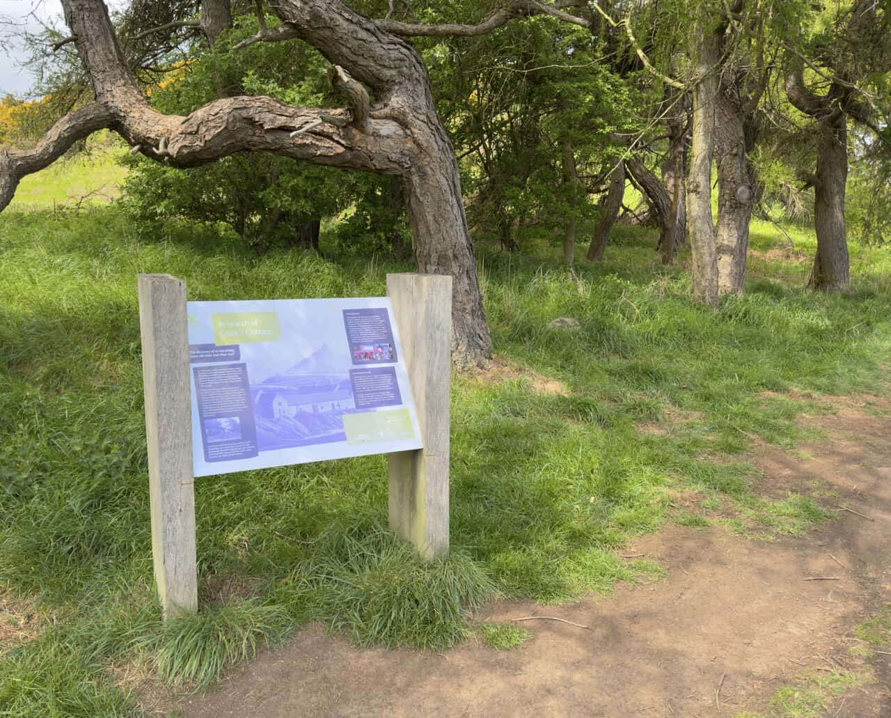 An interpretation board near Aireyholme Farm on the Great Ayton walk explains the search for Captain Cook’s childhood cottage and the history of the surrounding landscape.
