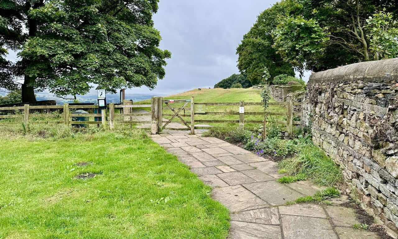 The flagged path leaves Commercial Square in Leyburn and leads walkers towards Chapel Flats at the start of both Leyburn Shawl walks.