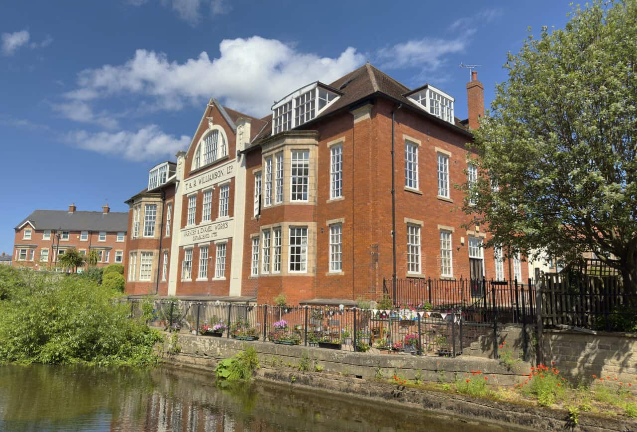 The T. & R. Williamson Ltd Varnish and Enamel Works beside the River Skell in Ripon.