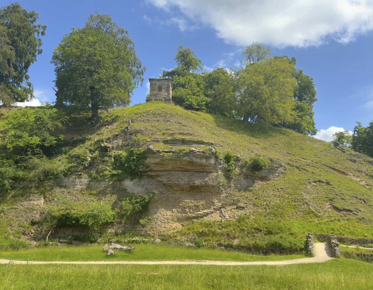 The Roman Monument, also known as the Devil’s Chimney, standing above limestone cliffs in Seven Bridges Valley.