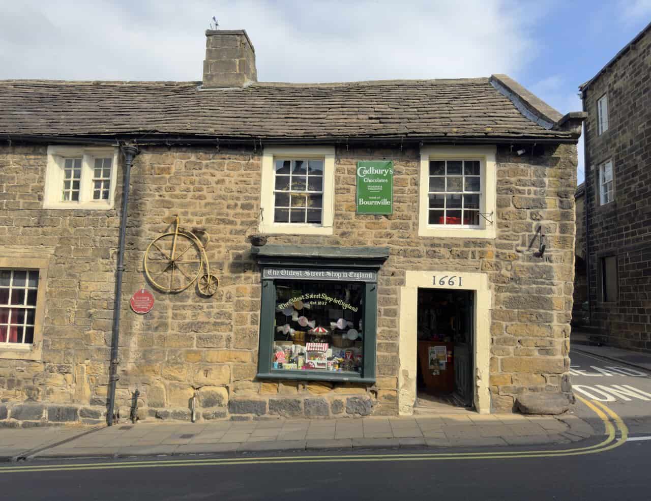 The Oldest Sweet Shop in England, with 1661 carved above its doorway.