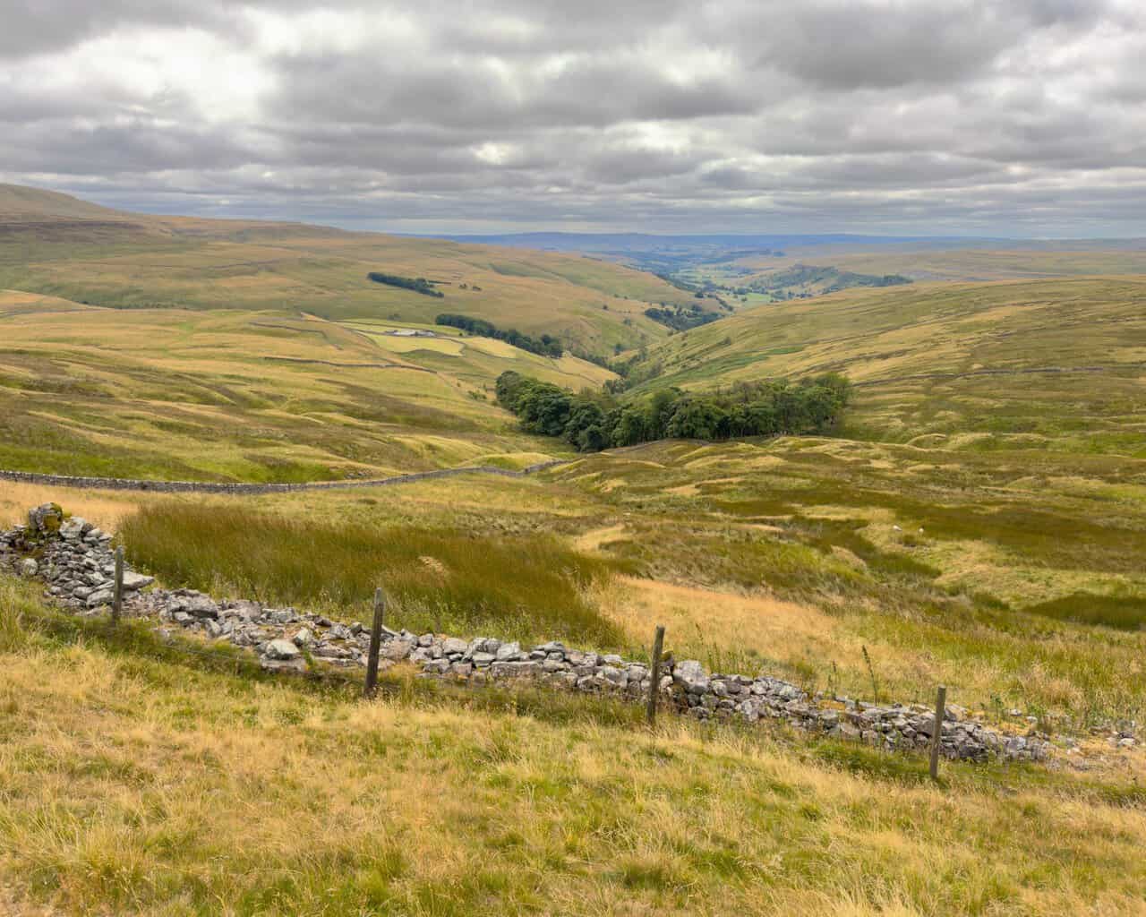 The view south down the valley followed by Fears Gill Beck as it heads towards Kettlewell. A highlight on this Great Whernside circular walk.